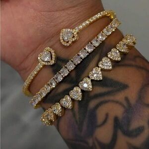 Double Heart Bracelet Set